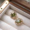 Unique Rose-Enchanted Forest Olive Zircon Earrings
